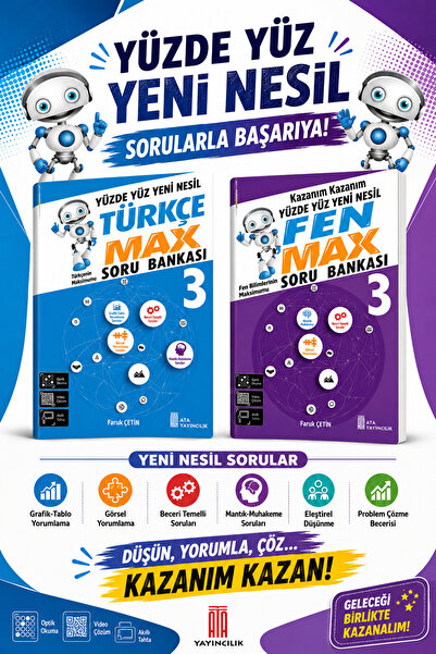 Ata Yayıncılık 3.Sınıf Yeni Nesil Türkçe - Fen Max Soru Bankası