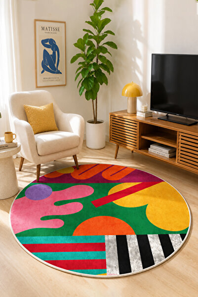 PINKIE HOME Makinede Yıkanabilir Kaymaz Taban Leke Tutmaz Modern Kesme Yolluk...