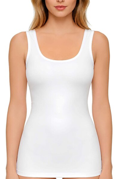 YILDIZ Lycra Wide Strap Ribbed Women's Athlete Top White 3-Pack