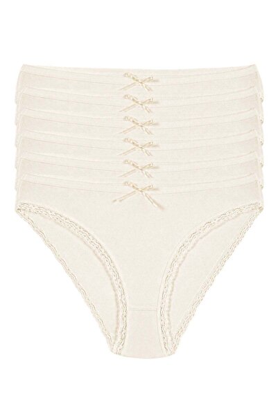 YILDIZ Lycra Lace Bikini Women's Panties Ecru Pack of 6