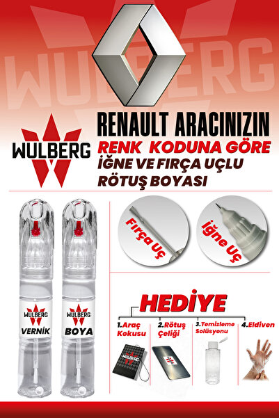 Wulberg RENAULT Boya Koduna Göre Rötuş Boyası + Vernik 25 ml İğne & Fırça Uçl...