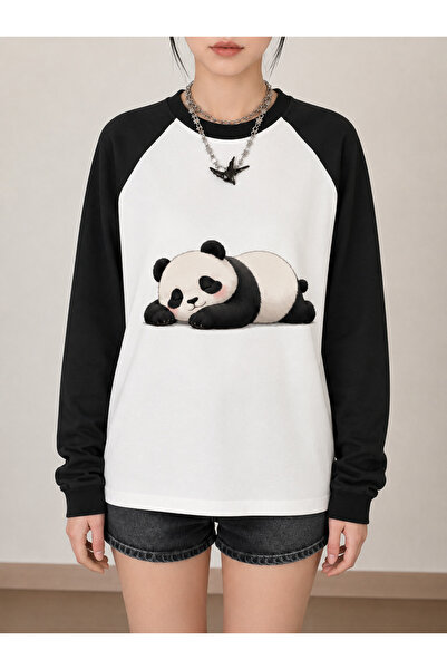 Toum Raglan long sleeve panda print t-shirt
