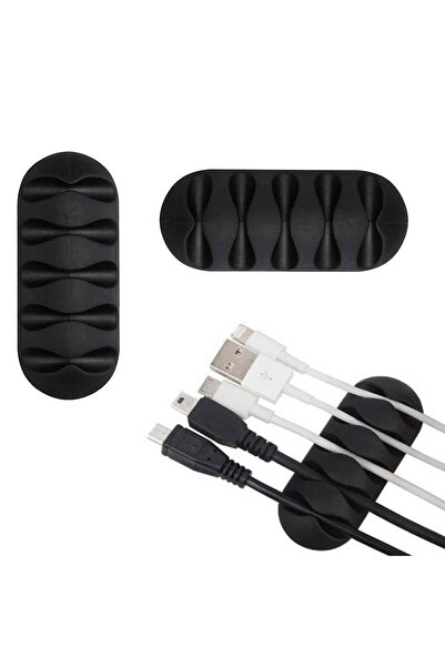 Z Store Organizator de cabluri din plastic negru 2.8x6.6cm - 2 bucăți