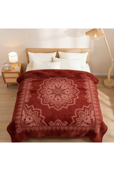 Bleco Red Vintage embossed flannel blanket, 160*220 cm, comfortable, portable...