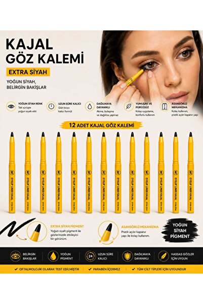 MT Kajal Eyeliner Set of 12 – Extra Black Intense Pigment