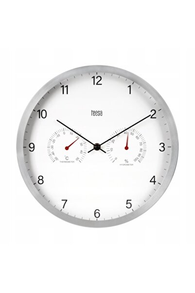 Teesa Ceas de perete, Teesa, 30 cm, cu termometru și higrometru, alb