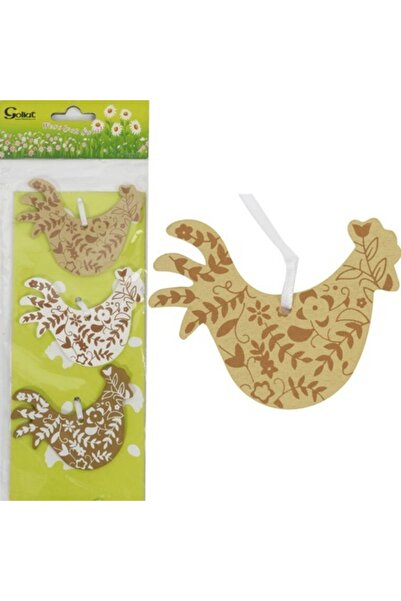 Goliat Set 3 accesorii decorative, Goliat, decorațiuni din lemn, 5cm, multicolor