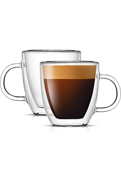 joyjolt Savor Double Wall Insulated glasses Espresso Mugs Set of 2, 5.4-Ounces