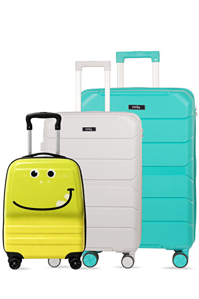 Vittag Premium Family Travel 3-Piece Luggage Set – 24, 28 Inch PP Hard Shell ...