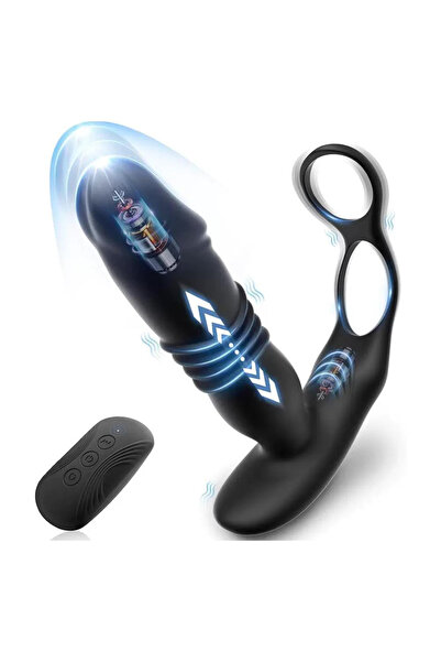 Byzon Premium 3'ü 1 Arada Uzaktan Kumandalı Erkek Masaj Vibratörü | P Noktası Destekli | 14 Mod | USB Şarjlı | Sessiz Tasarım