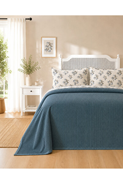 Esella Home | %100 Organic-Cotton | Çift Kişilik Pike Takımı 4 Parça | 200x220