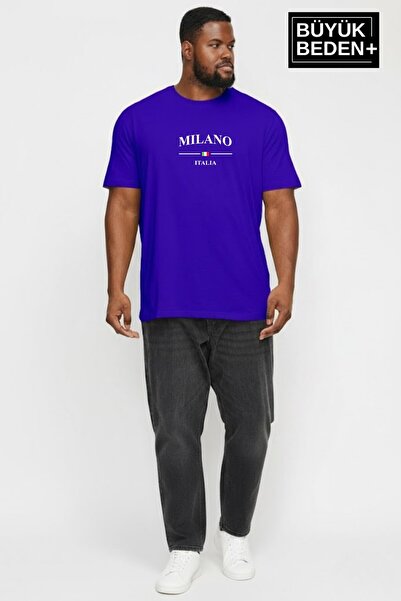 Superlife Men's Large Size Milano Italy Printed 3Xl-6Xl Crew Neck T-Shirt Spr...
