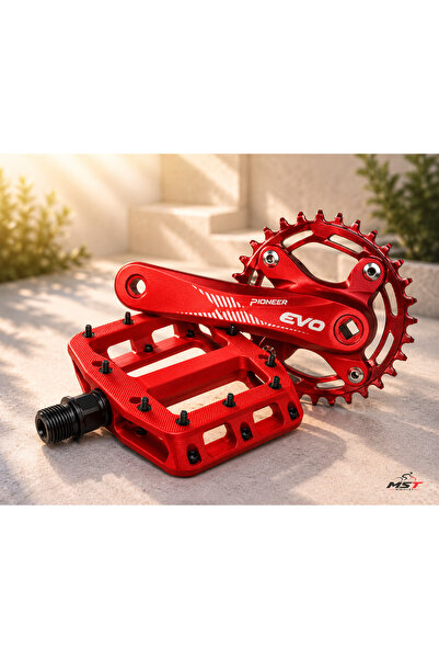 Evo MTB TEKLİ RENKLİ AYNAKOL 34T KAREMİL + ÇİVİLİ PLATFORM PEDAL
