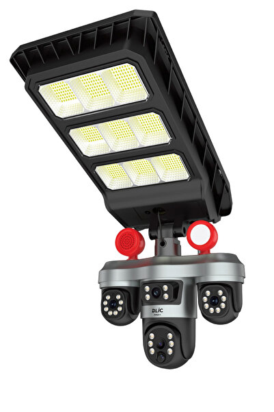 ATAsoft 9MP 3 Lensli Sim Kartlı 4G LTE Solar Güneş Enerjili Akıllı IP Kamera -13W Güçlü LED Sokak Lambası, 24000mAh