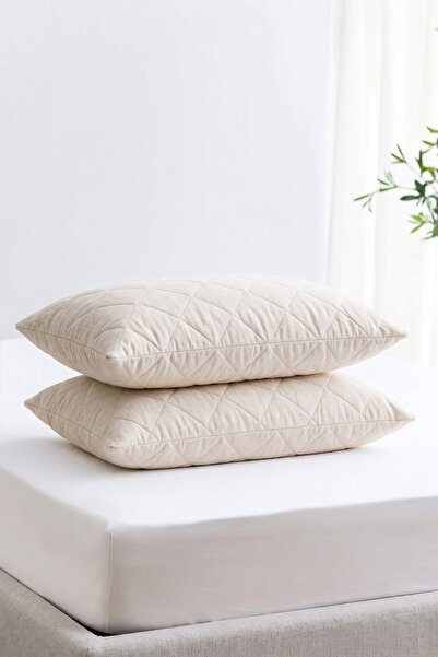 Nart Home Pillow Cover Set Cotton 2-Piece Quilted Pillow Protector Ecru