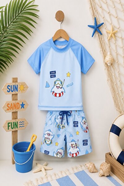 DeKuBaby New Season Cute Character Printed Two-Piece Diving Fabric -Uv Protec...