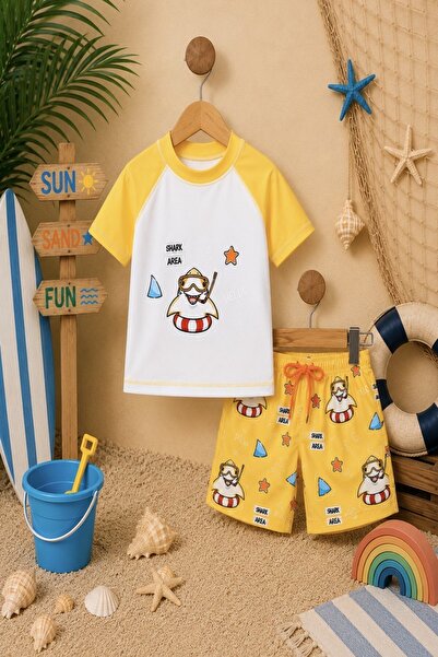 DeKuBaby New Season Cute Character Printed Two-Piece Diving Fabric -Uv Protec...