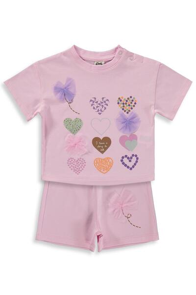 Civil Baby Kalp Nakışlı 6-18 Ay Takım - Pembe