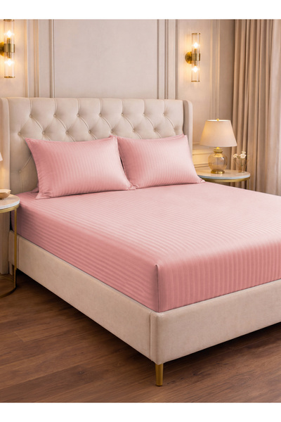 PARRY LIFE Luxury Hotel Stripe Fitted Sheet Set, 3 Piece King Size Bed Sheet ...