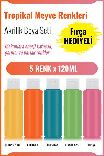 Buhobi 5x120ML Fırça Hediyeli Akrilik Boya Seti - Tropikal Meyve Renkleri