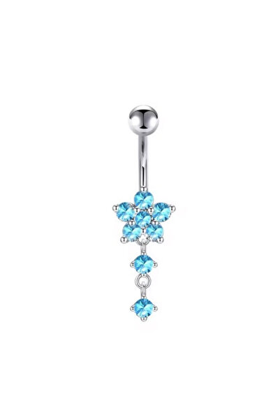 AMALFİ Αξεσουάρ για σκουλαρίκια piercing, Σκουλαρίκι αφάλου από ατσάλι, Γαλάζιο