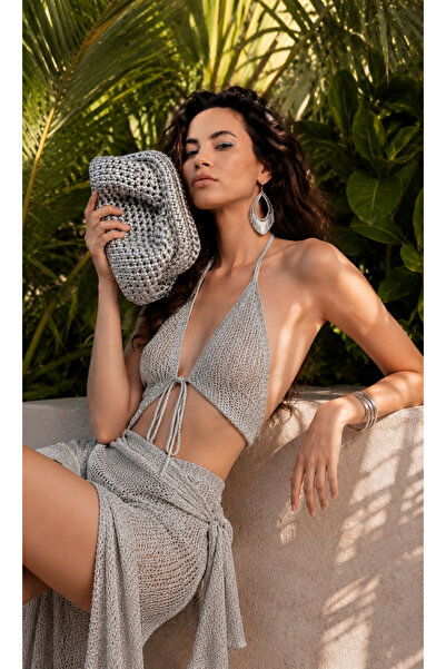 Siis Official SIIS Metalik El Yapımı Örgü Çanta - Mini Clutch Gece Çantası