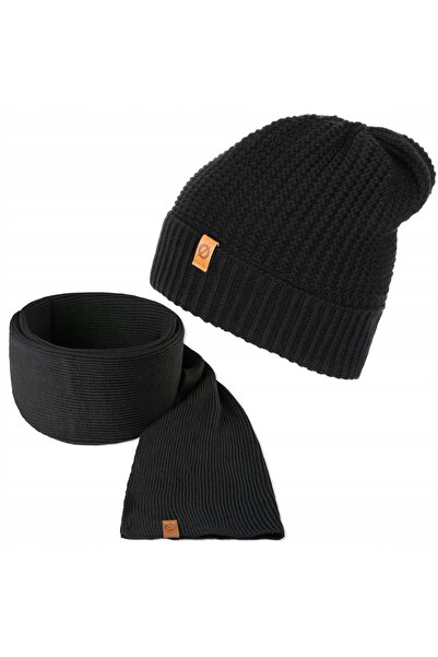 Brødrene Set caciula si fular barbati Brodrene, Acril, Negru