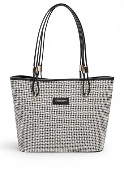 Silver Polo Black - Black Plaid Line Square Women's Shoulder Bag Sp1282