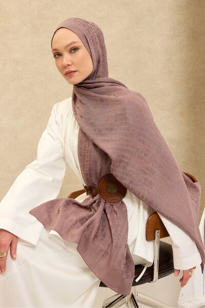 Silk Home Naia Cotton Shawl Stone Pattern Mink