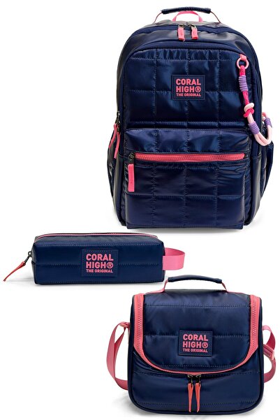 Coral High Navy Blue 3-Piece School Bag Set Set0124423