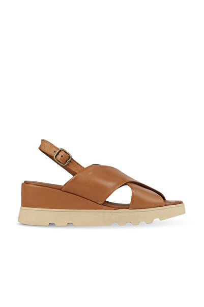 BUENO Tan Leather Women's Wedge Heeled Sandals