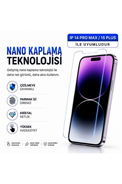 Powerfox واقي شاشة نانو زجاجي متوافق مع iPhone 14 Pro Max/15 Plus |   مقاومة ...