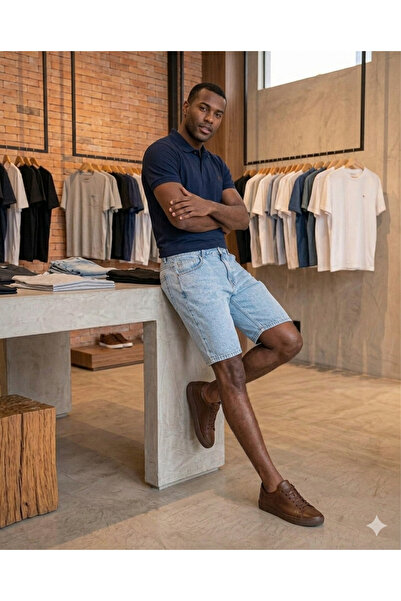 viking's line Buz Mavi Erkek Denim Şort