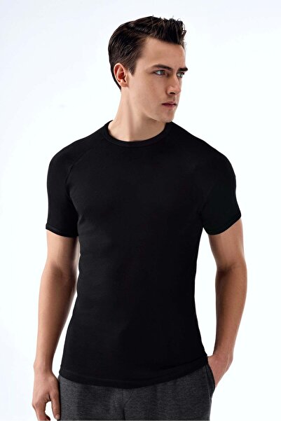 Brix Tricou pentru bărbați, 100% bumbac, cu mâneci raglan, negru