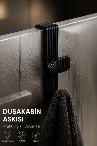 İBERİALHOME Duşakabin Askısı | Montaj Gerektirmez | Çift Kancalı Banyo Askısı...