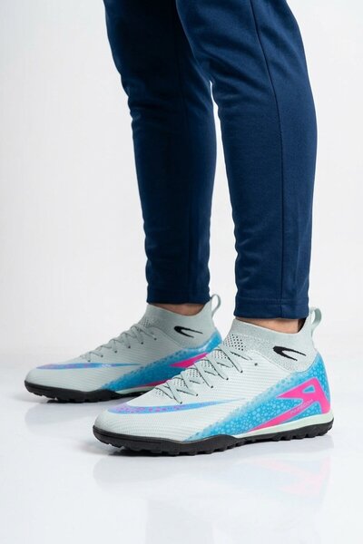 AYAKMOD Men's Astroturf Field Shoes in Aqua Green-Blue with Socks 610 Superfly m