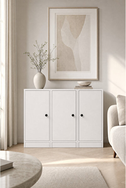 Nettrends Dolapli Konsol Beyaz 98 Cm Kns-1007-ç