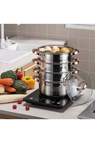 NO BRAND Oală pentru gătit la aburi 24 cm 5 Ele Klausberg Kb-7736 Rosegold
