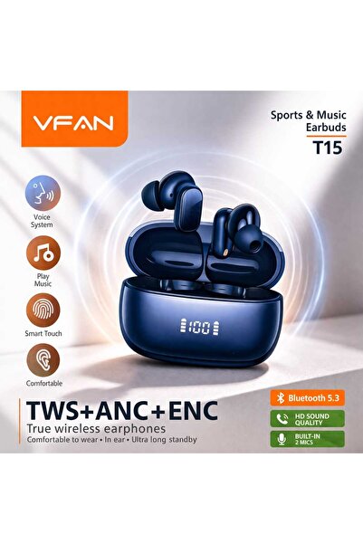 VFAN T15 Wireless Earbuds ANC ENC Bluetooth 5.3 HD Sound TWS