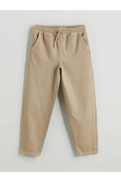 LC Waikiki Brown Balloon Fit Women's Jean Trousers with Elastic Waist