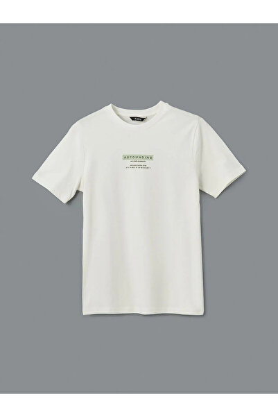 LC Waikiki Ecru Crew Neck New York Printed Men's T-Shirt