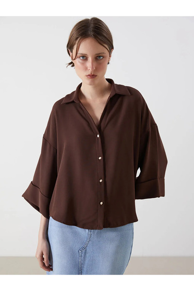 LC Waikiki Brown Oversize Women's Shirt