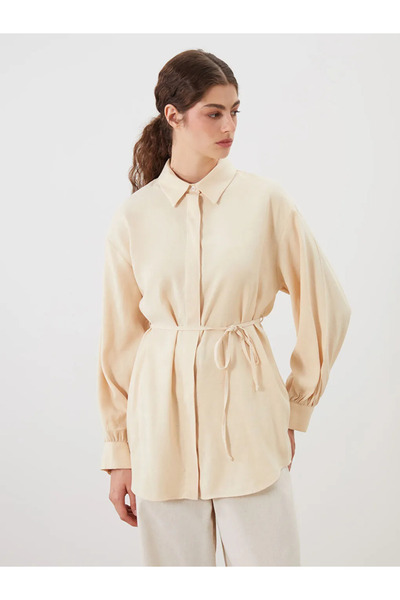 LC Waikiki Ecru Linen Blended Women's Shirt Tunic