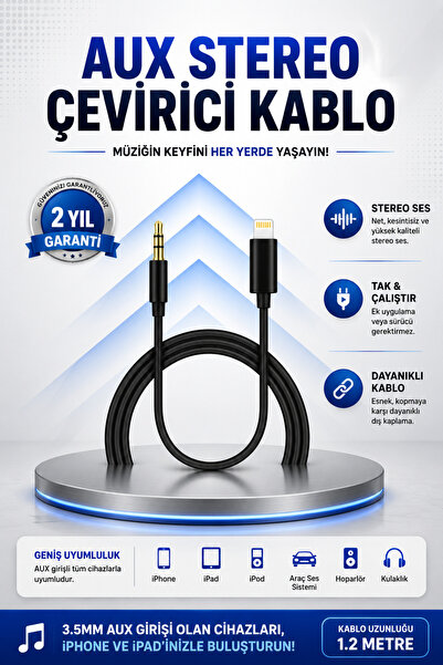 Generic Brand iPhone Lightning to 3.5mm Aux Converter Cable Jh-023 Stereo Aud...