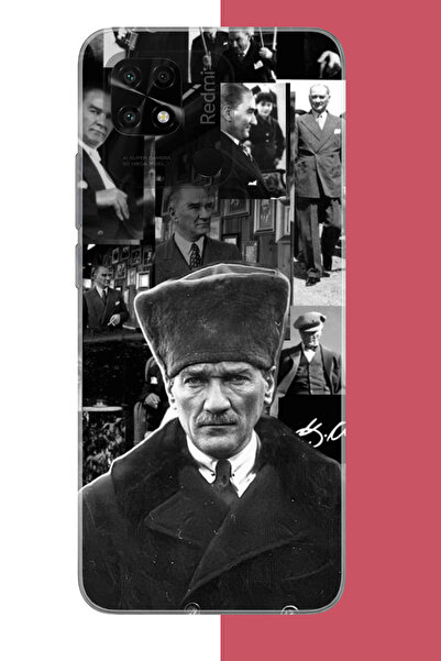 Aksesuarist Redmi 10C - POCO C40 Uyumlu atatürk kolaj 2.jpeg UV Baskılı Silik...