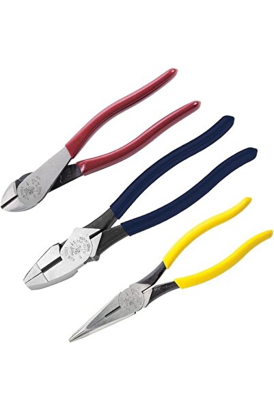Klein Tools 80020 Electrician's Pliers Set, Diagonal Cutters, Long Nose Plier...