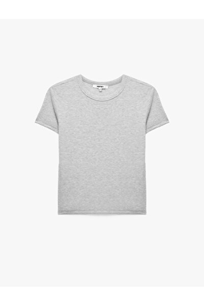 Koton Tricou de bază din bumbac, cu mânecă scurtă, croială slim, cu decolteu ...
