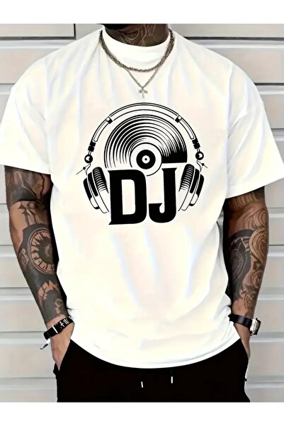 LİNA06 Men's DJ Headphones Vinyl Record T-Shirt - Producer Tee with Headphone...