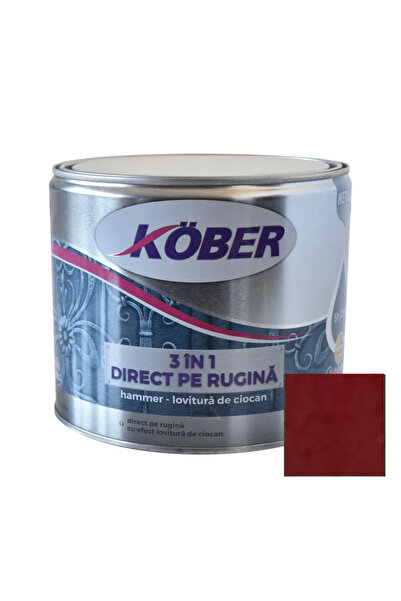 Kober Email 3in1, direct pe rugină, finisaj ciocănit, 2.5L, roșu Bordeaux, / ...