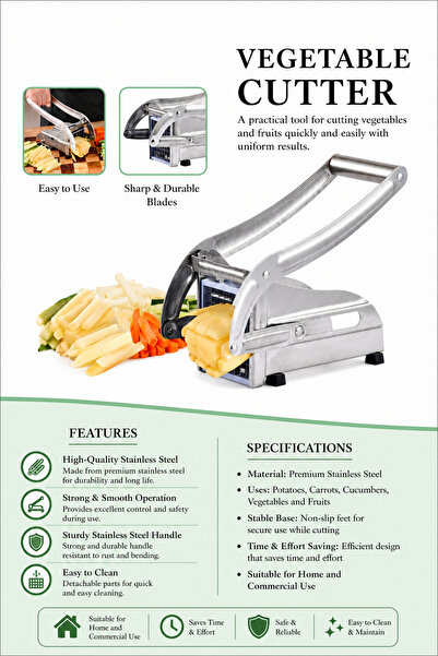 Baytix HOME Manual Vegetable Cutter Stainless Steel Heavy Duty Potato French ...